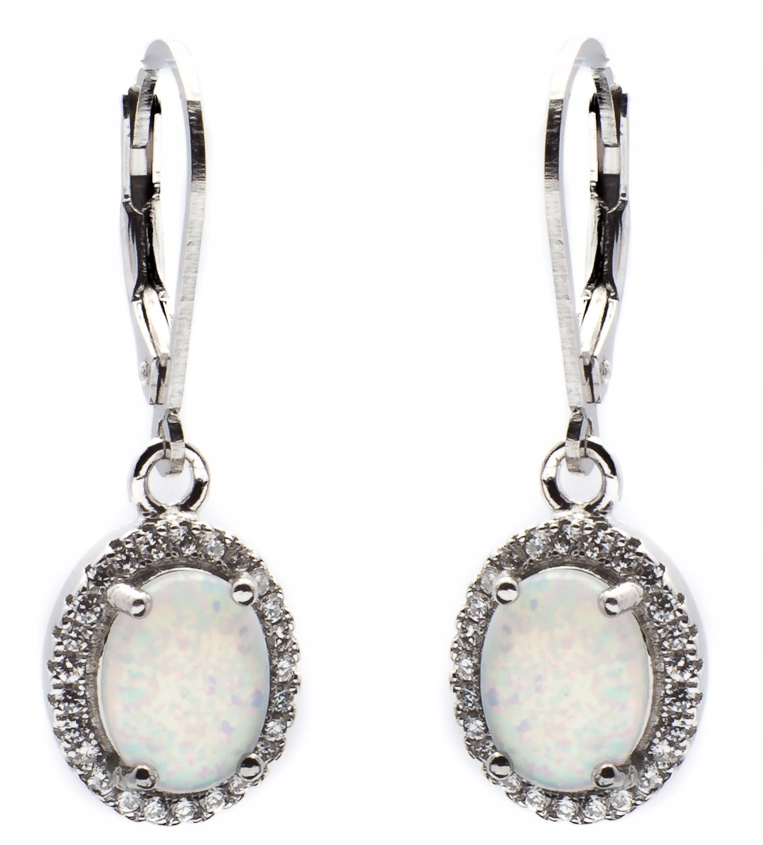 Závěsné Stříbrné Náušnice Rhodiované Markýzy Opal