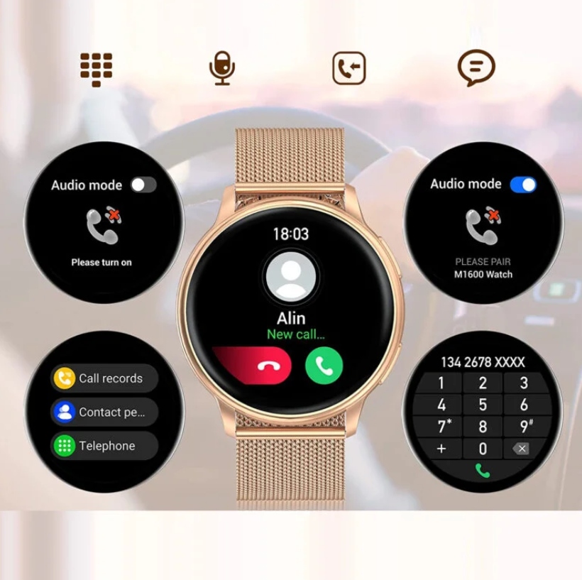 SMARTWATCH ZEGAREK DAMSKI CIŚNIENIOMIERZ AMOLED ROZMOWY TĘTNO MENU PL Transmisja danych brak