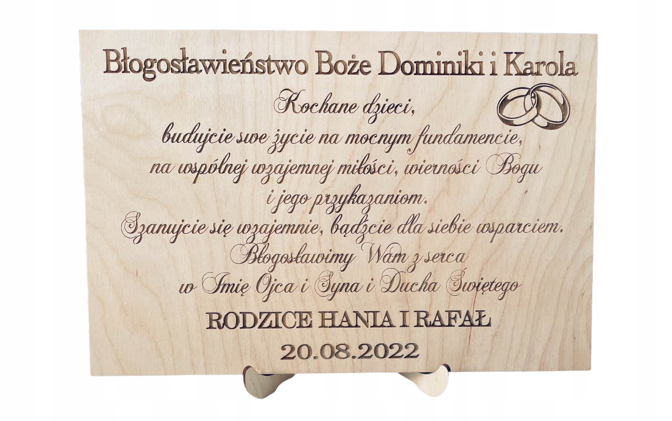 

Tabliczka na błogosławieństwo pamiątka ślubna drew