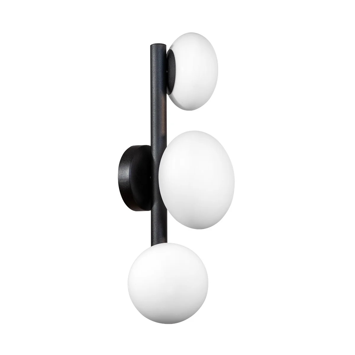 Nástenná lampa nástenná trojitá čierna, sklenené biele tienidlá 45 cm Zuma Line