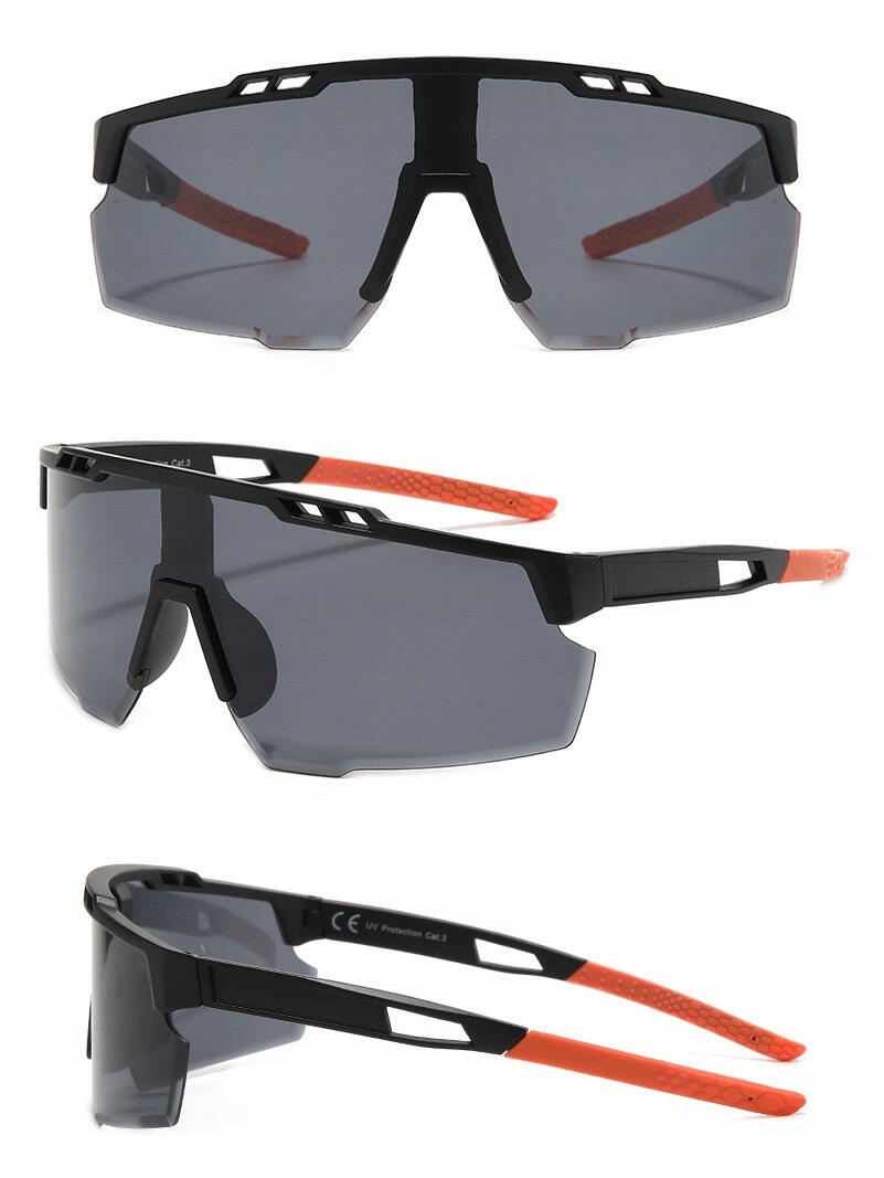 Okulary Sportowe Przeciwsłoneczne Rowerowe Filtr UV400 Czarne Etui