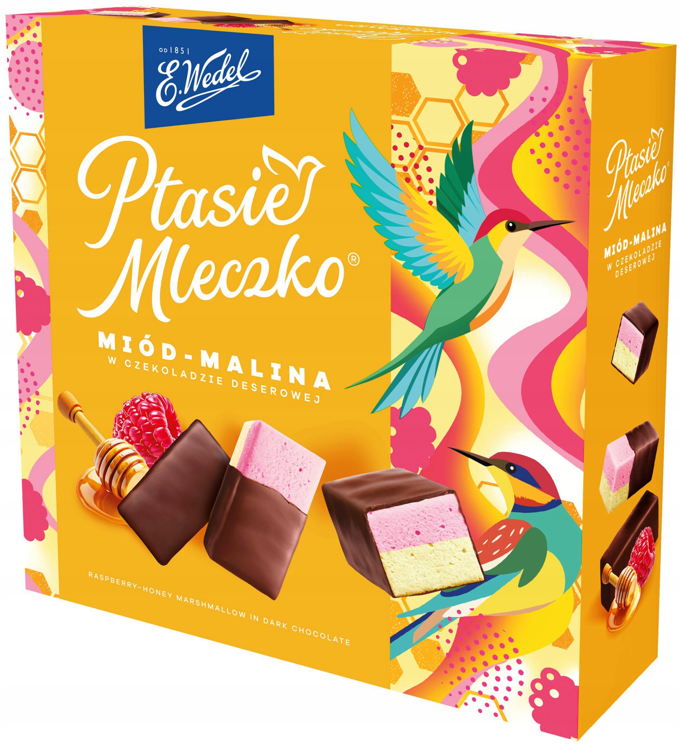 8 Sztuk Wedel Ptasie Mleczko Miód-malina 340G