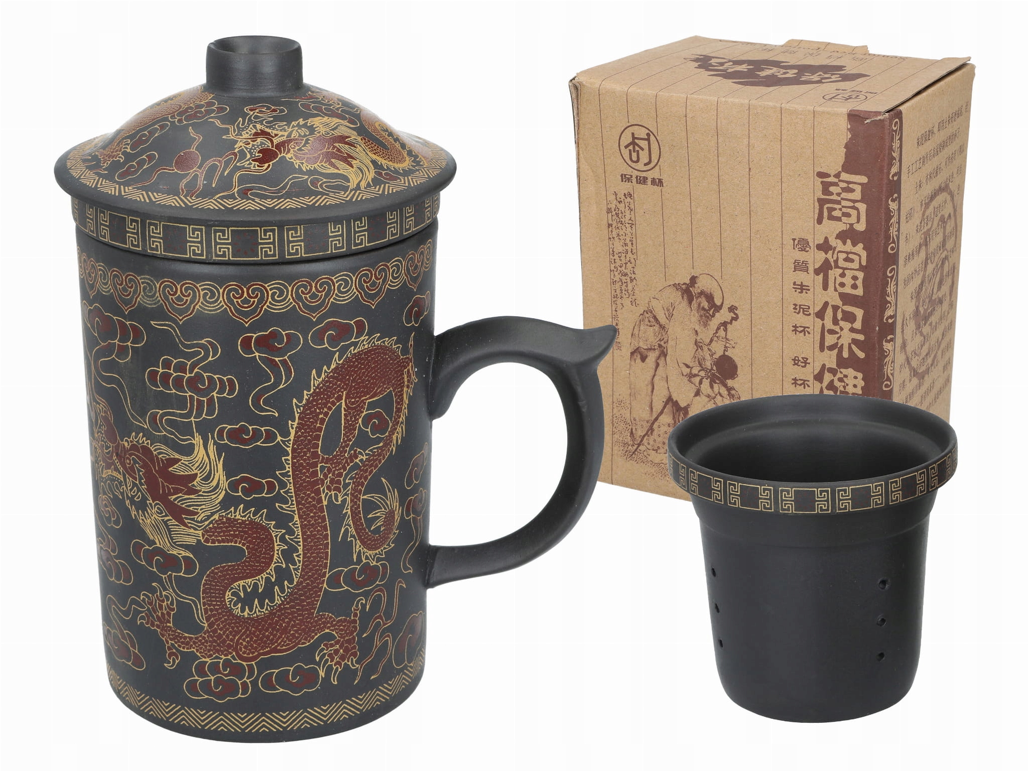 Kubek z zaparzaczem i przykrywką smok