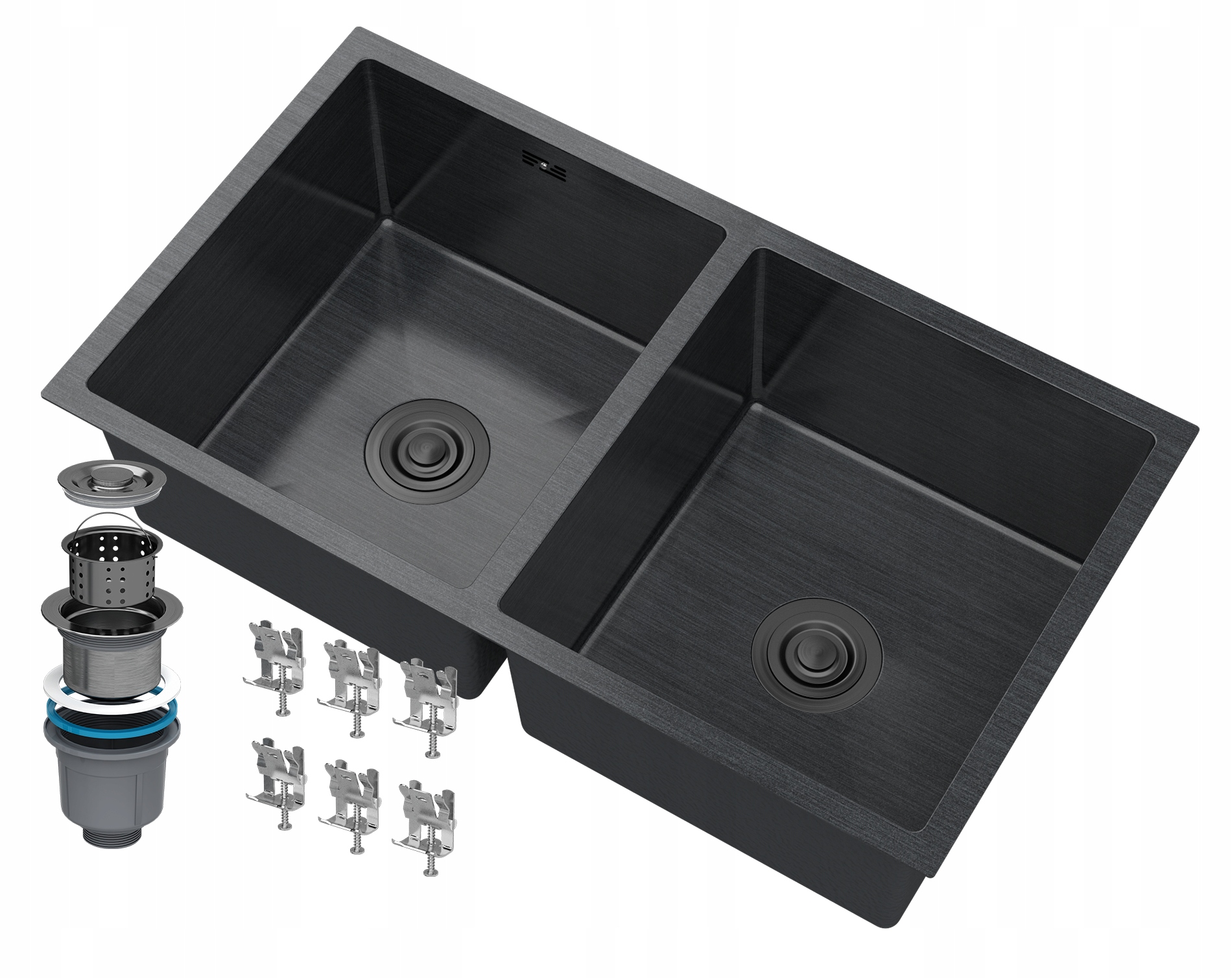 Závesný Oceľový Drez 2KOM Čierny BARI80