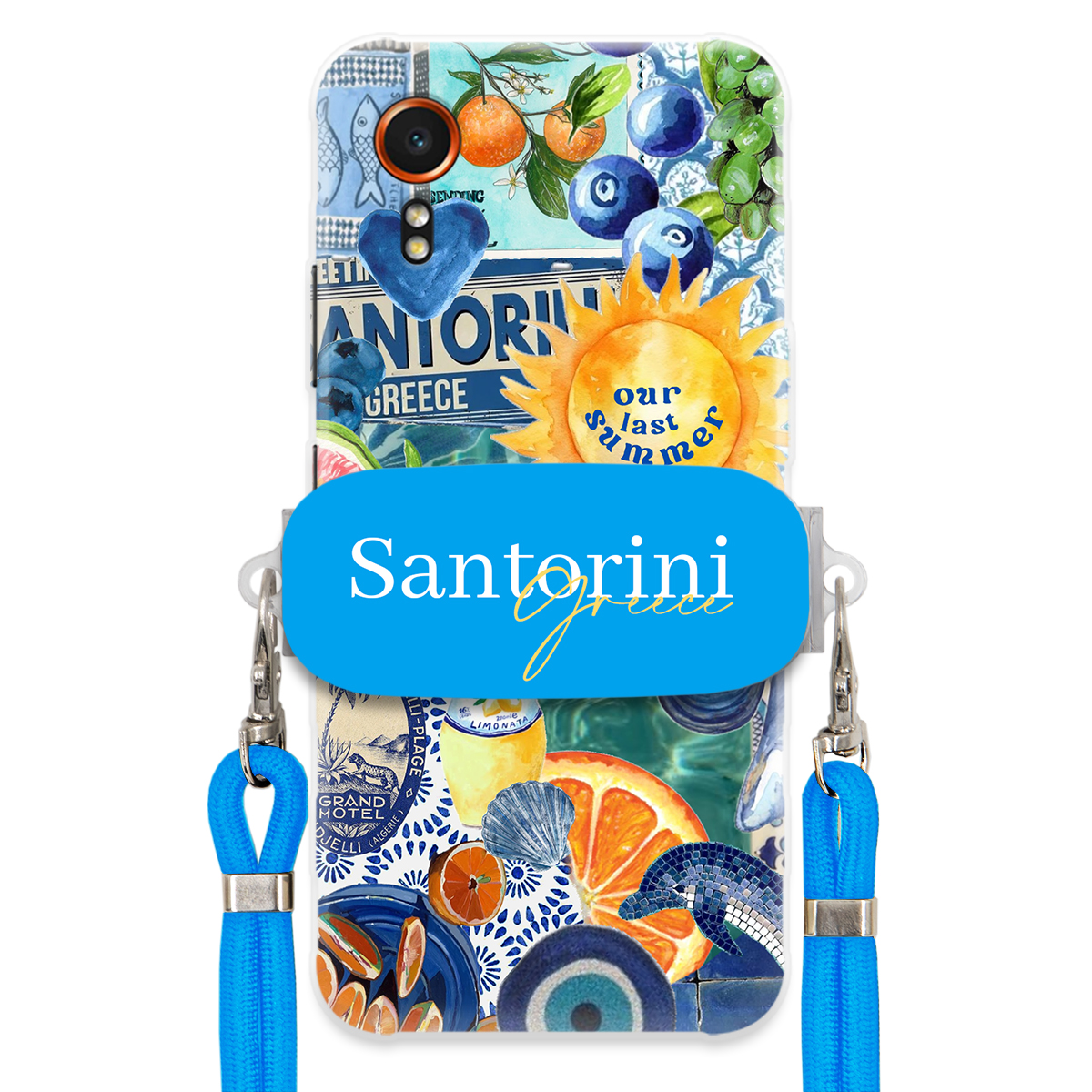 Pouzdro pro Samsung Xcover 7 Modré Crossbody vodítko držák Santorini Sea