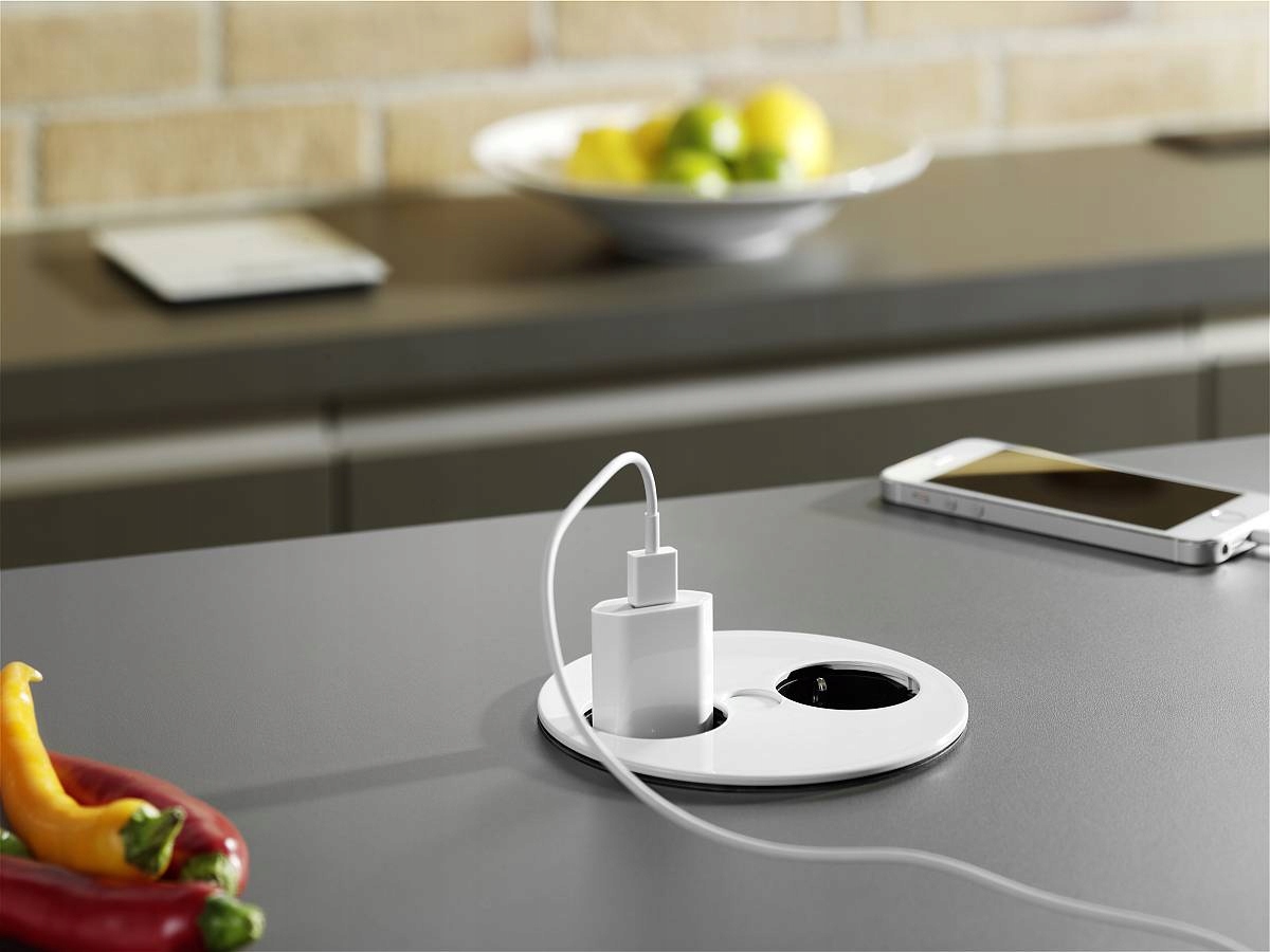 Gniazdo do blatu podwójne BACHMANN TWIST biały Kod producenta BM-931.252