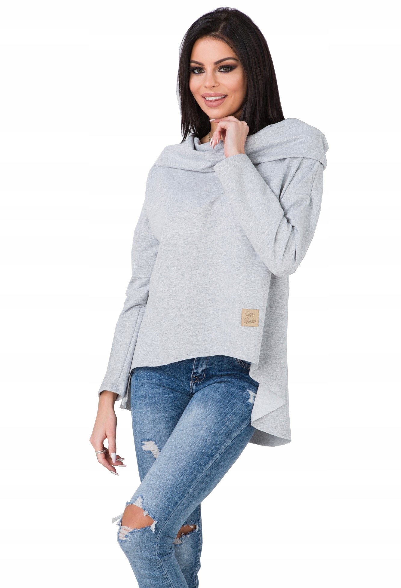 

Asymetryczna Tunika Bluza Sukienka Komin Kaptur M