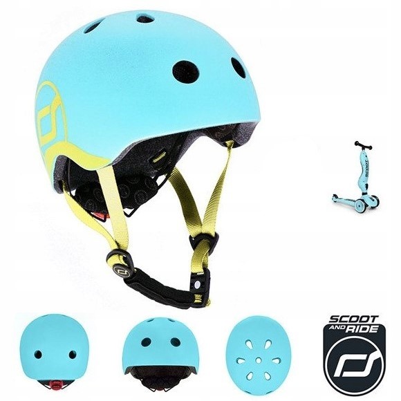 SCOOTANDRIDE BlueBerry ZESTAW HULAJNOGA Jeździk 2w1 + KASK z LED XXS do S 1 Rama Plastikowa