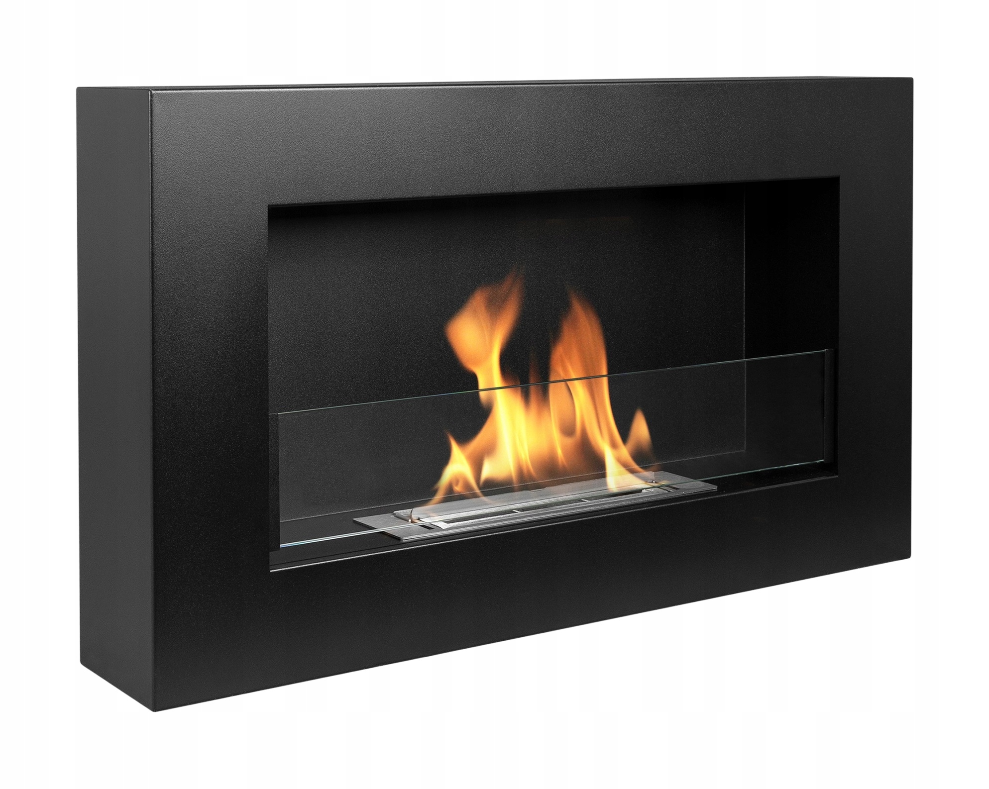 Biokrb závěsný se sklem 65x40x12 cm Box Regulace plamene Černá matná