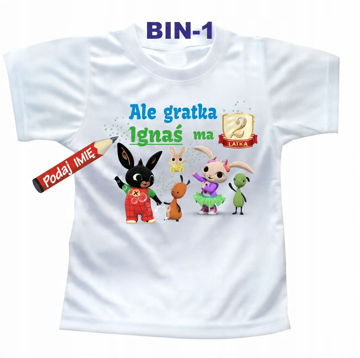 

Koszulka na 2 Urodziny Bing + imię dziecka 98 cm