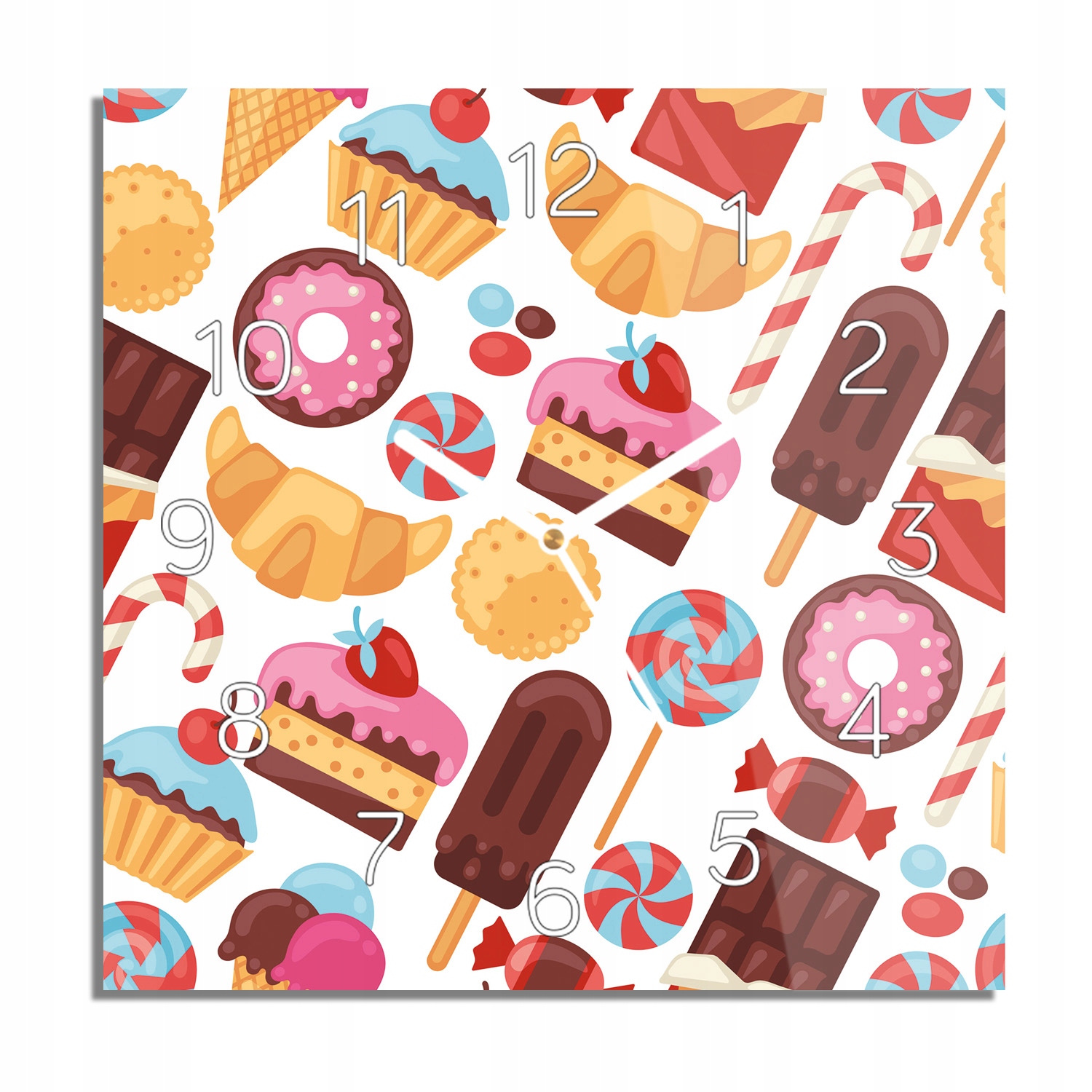 

Słodycze grafika zegar szklany do pokoju 30x30