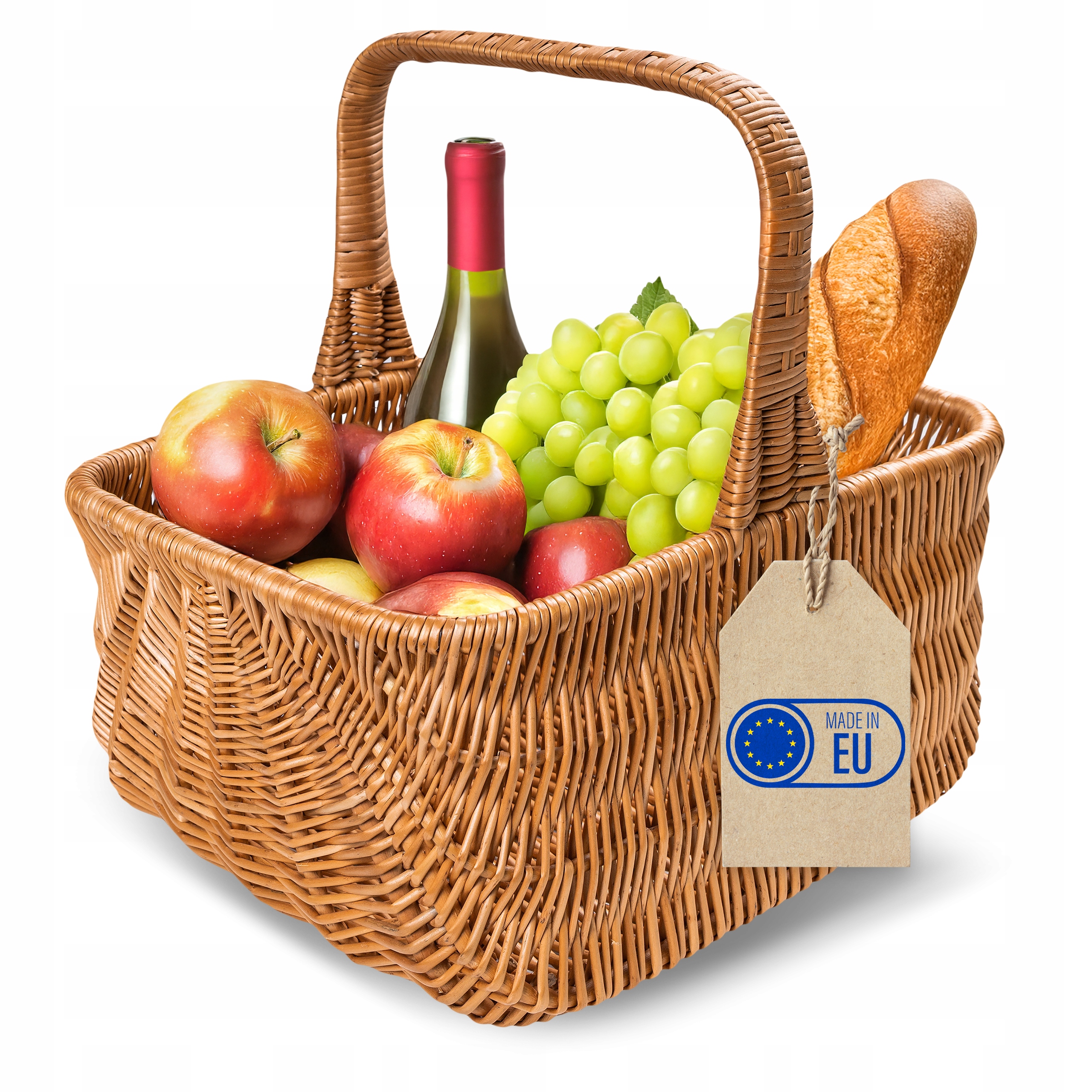 Proutěný koš s rukojetí holandský velký piknikový na nákupy ovoce zelenina