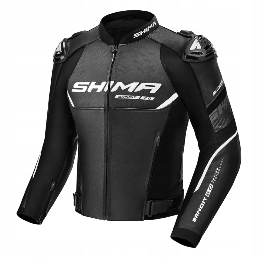 Shima Bandit 2.0 Black/white pánska športová kožená motocyklová bunda 50