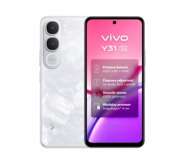 Smartfon vivo Y31 5G 6/256GB 6,72" 120Hz 50Mpix IP69 6500mAh Biały