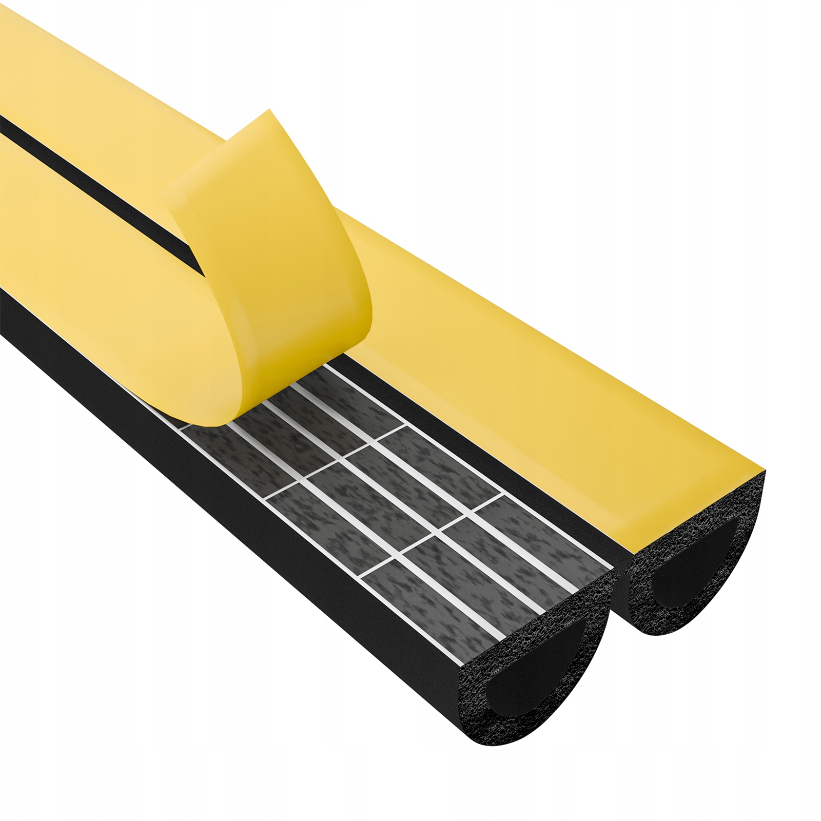 Těsnění do okenních dveří Samolepicí Tlumící černá typ D 14x12 mm 25 m