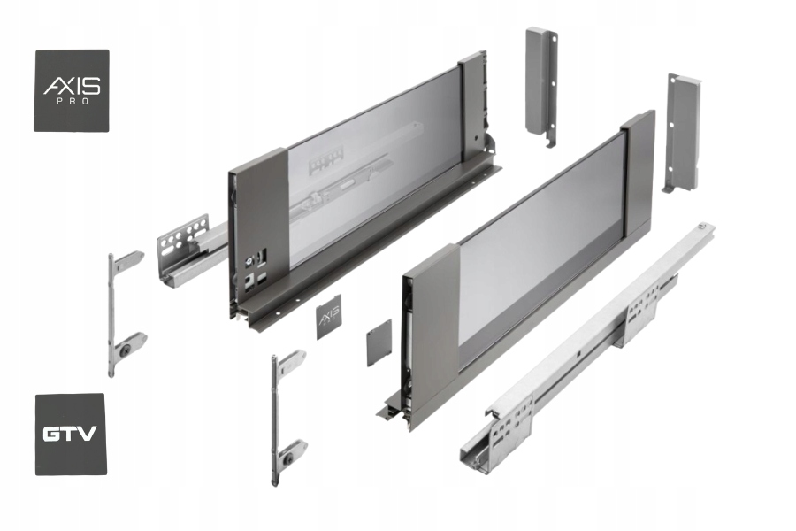 Šuplík Gtv Axis Pro Glass L550 H167 Vysoká Skleněná Strana 40 Kg S Tlumením Dovírání