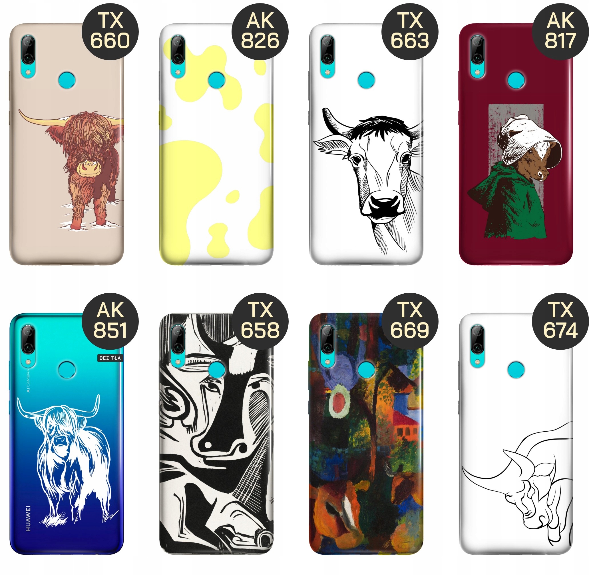 ETUI DO HUAWEI P SMART 2019 WZORY KROWA ŁATY PLAMKI OBUDOWA POKROWIEC CASE Typ plecki