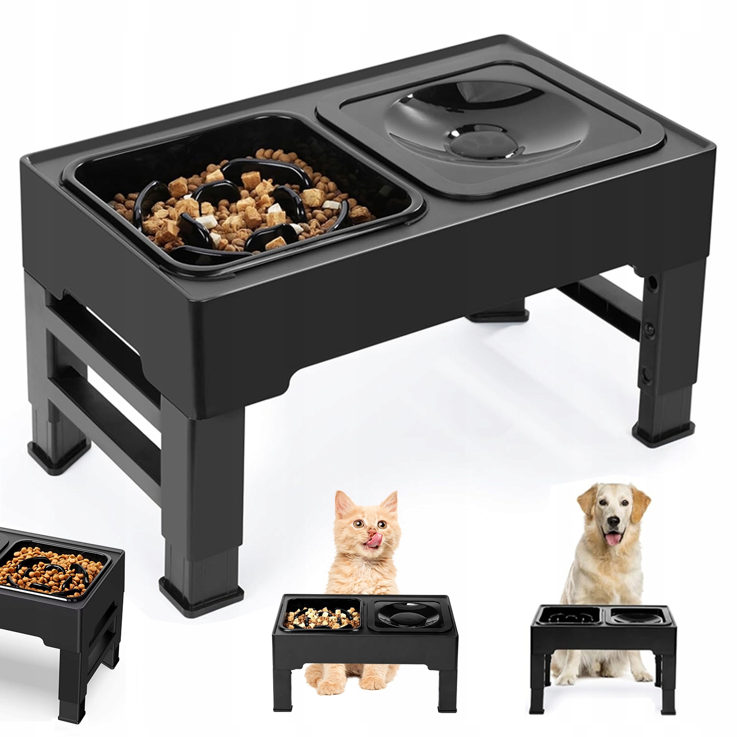 Levně Stojan Pro Psa Nastavitelná Výška 8.6-28.7 CM Miska Zpomalující Jídlo