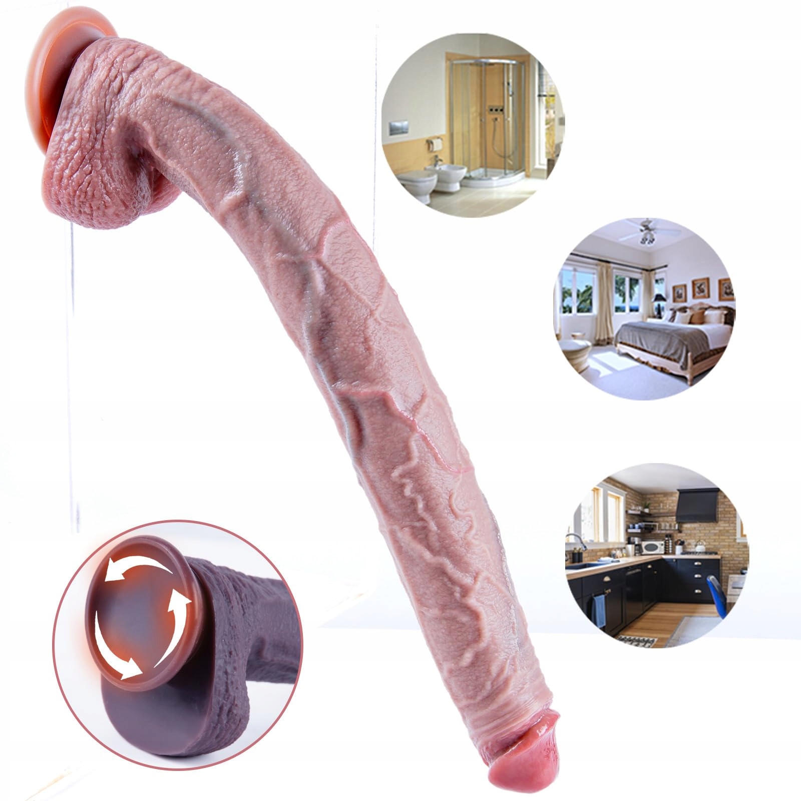 XXXL RIESIGER DILDO Realistyczny Silikonowy Dildo 42 cm z Mocną Przyssawką — miniatura 4