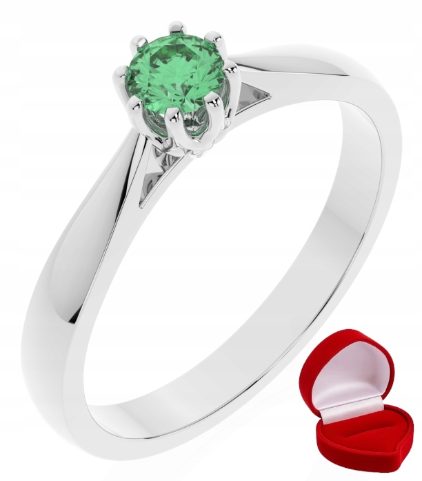 Zlatý Prstýnek 585 14k Smaragd 0,19 ct Bílé Zlato R25