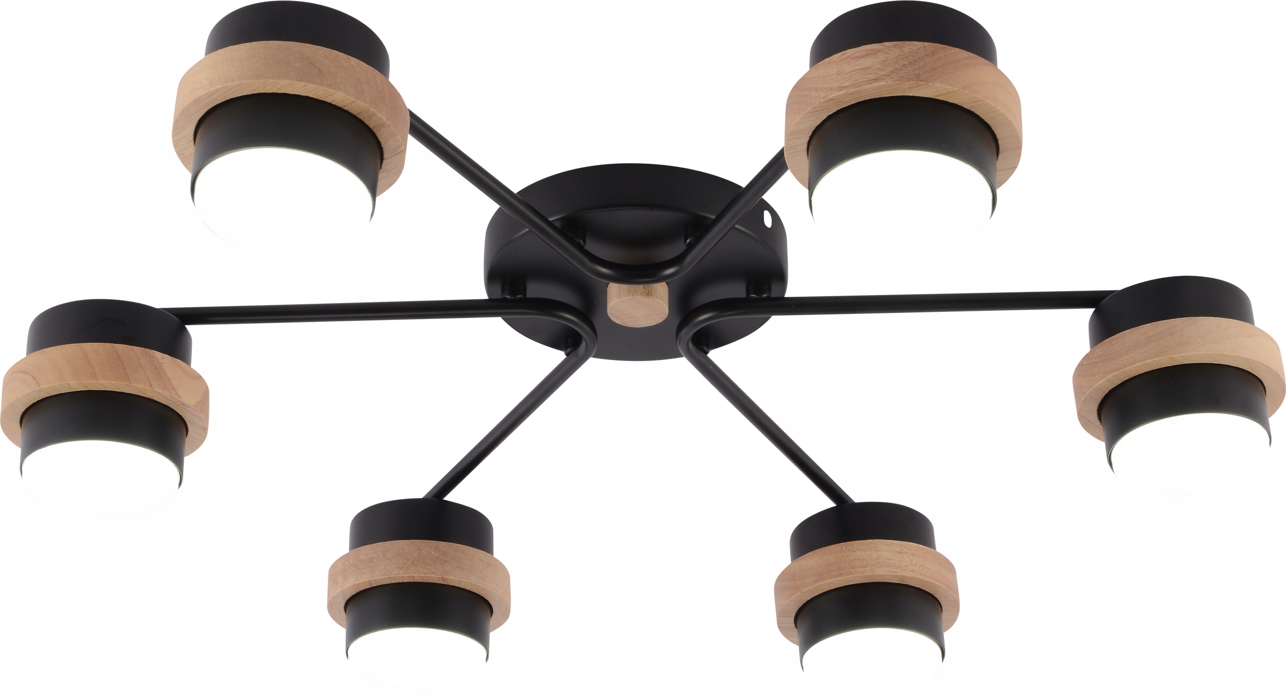 Moderní Stropní Lustr Bk+wood 6xGX53 Loft DL1267