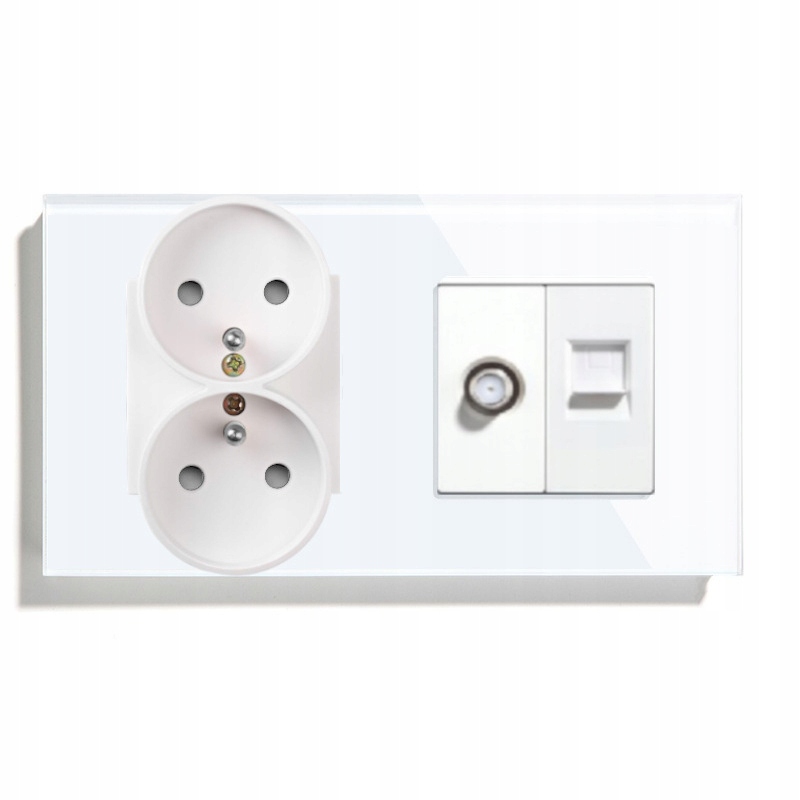 Elektrická Dvojitá Skleněná Zásuvka 2F 157 mm Satelit Internet RJ45