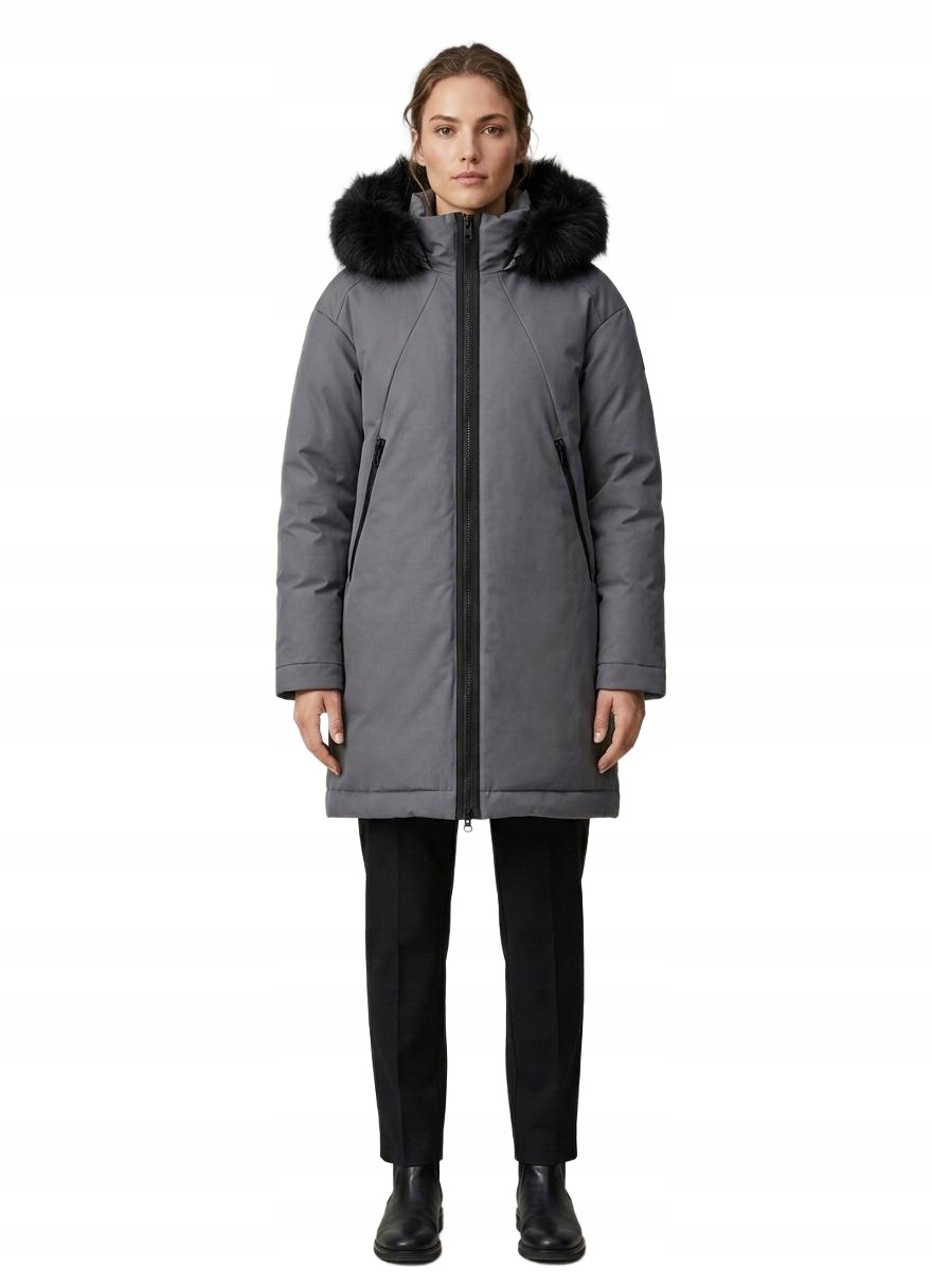 Iga Šedá Zimní Zimní Bunda S Kapucí A Kožešinou XXL Opb