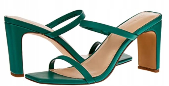 Elegantní Zelené Nazouváky Na Podpatku S Proužky 39,5 J3A