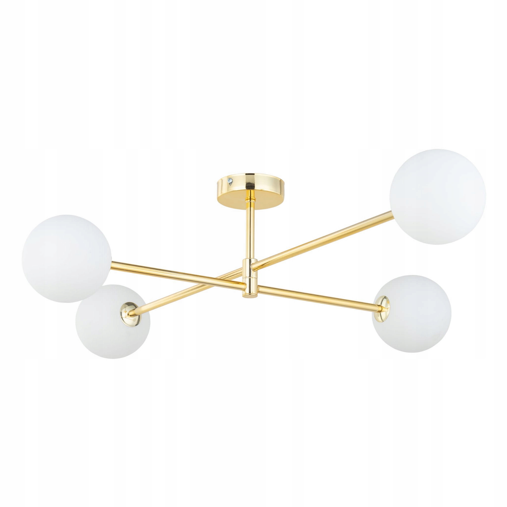 Zlatá stropná lampa Sarius 4 sklenené biele gule