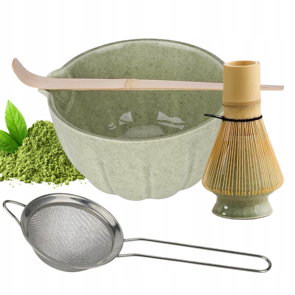 Čaj Matcha Sada Metliček Štětec Lžící Sítkem Dárková Miska
