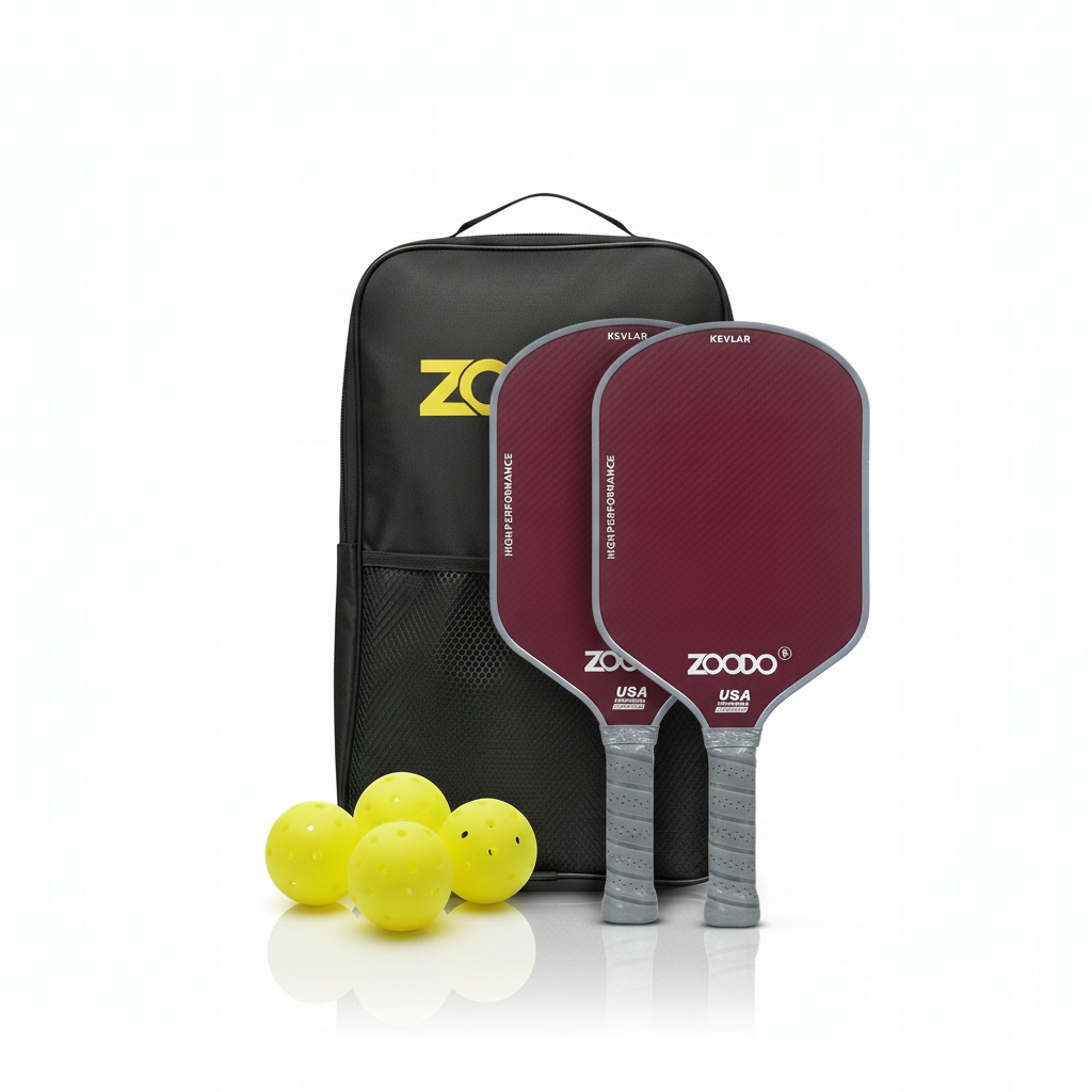 Rakety pro Pickleball Zoodo P7 Kevlar červená Set (4 míčky, taška) Usapa