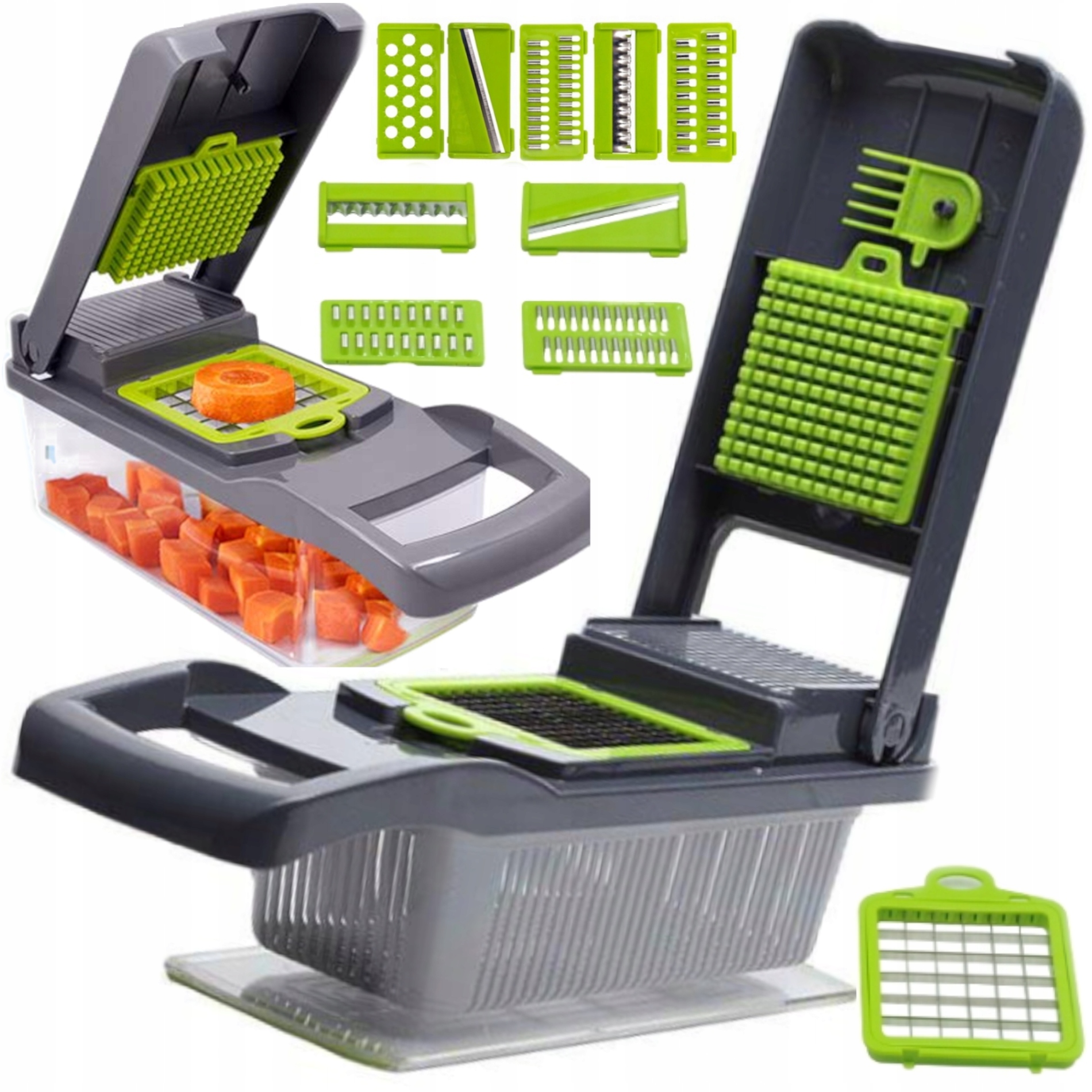 Szatkownica Kuchenna Krajalnica 8w1 Duża ilość Nakładek Pełen Zestaw