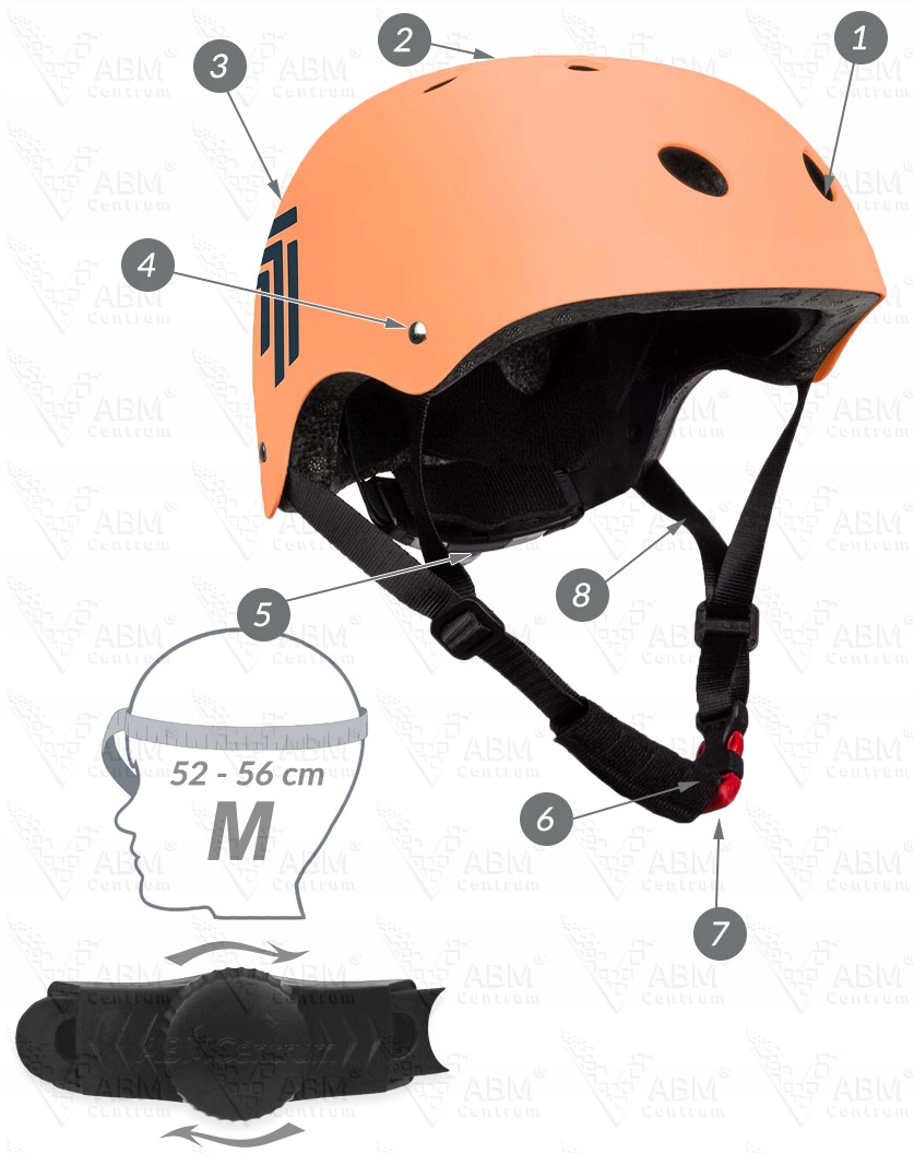 KASK SPORTOWY ABS 52-56 ROWEROWY BLACK ORANGE BIKE Kolor dominujący czerwony