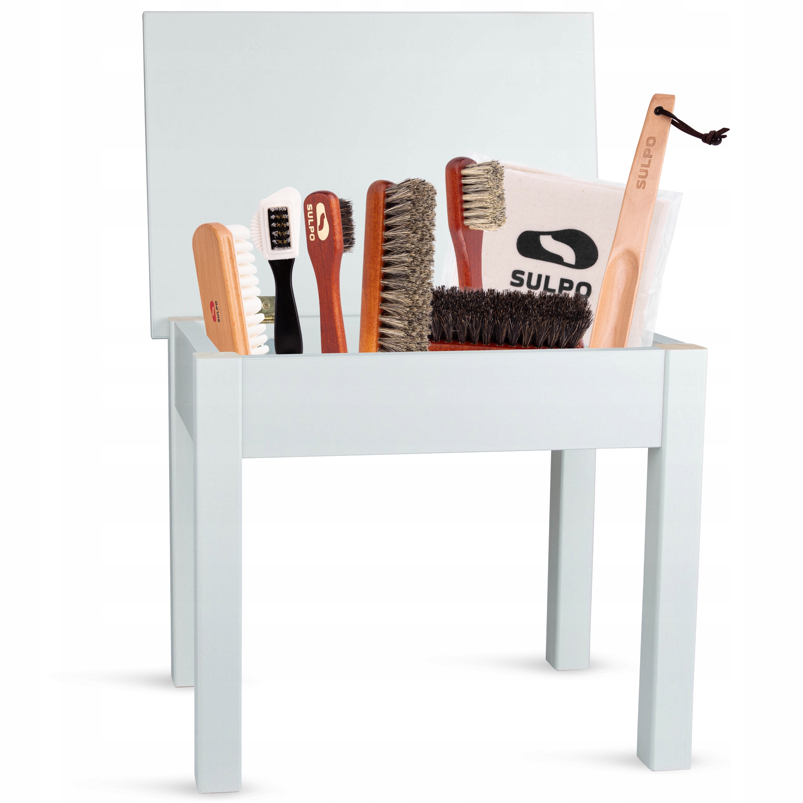 Kartáče S Koňskými Štětinami Stolička Bílá Leštění Čištění Bot 9v1