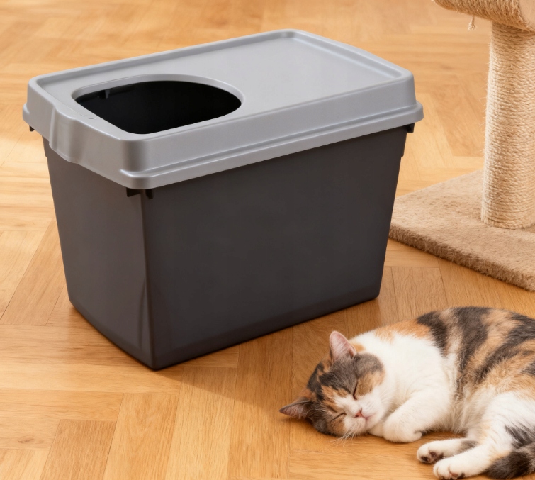 Levně 55×30 cm – Krytá kočičí toaleta, protiskluzová