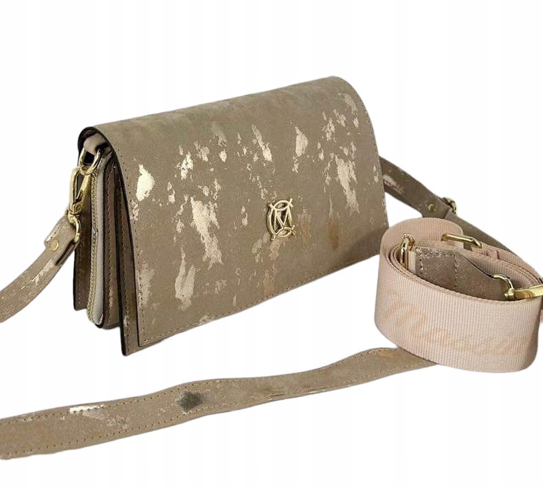 Kabelka přes rameno Massimo Contti tři komory béžová se zlatou Dubaj