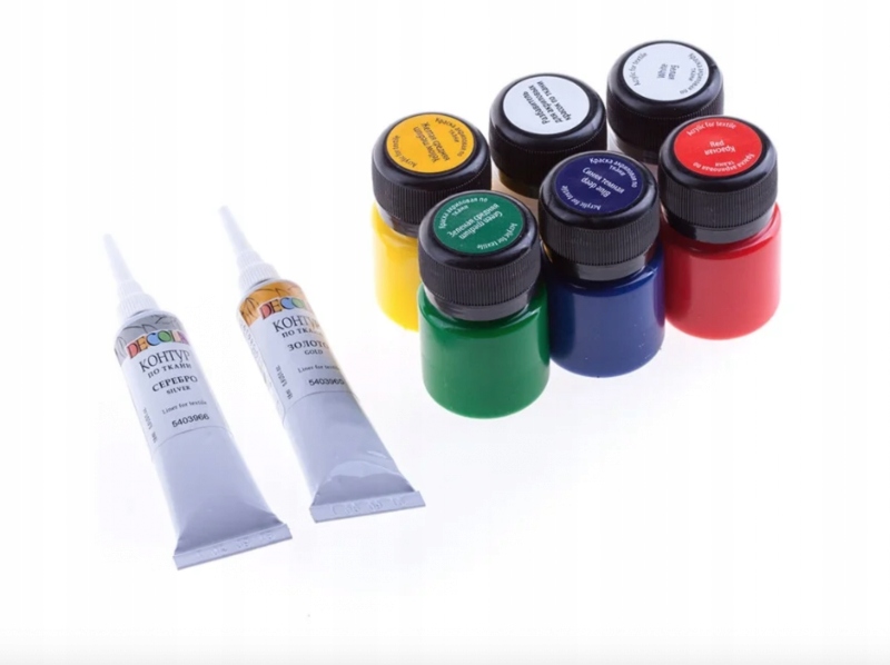 Barvy na textil oblečení triček sada 5x20ml +2 ko