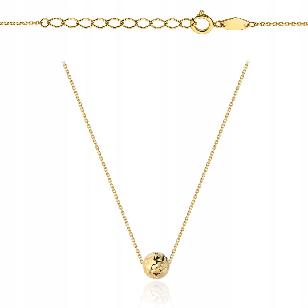 Náhrdelník s diamantovou zlatou kuličkou 585, lehký, 47+3 cm jako dárek