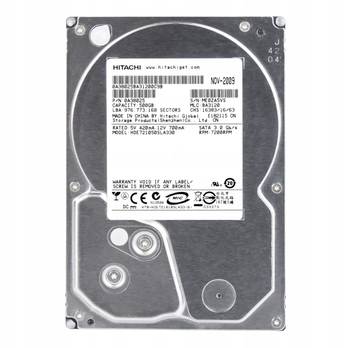 500GB 7.2K Sata II 3.5'' HDE721050SLA330