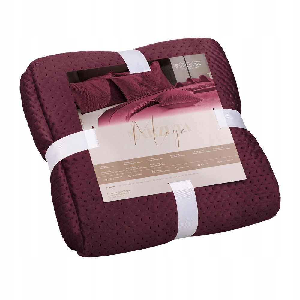 Přehoz velurový 240x220 Maya vínový geometrický křížky