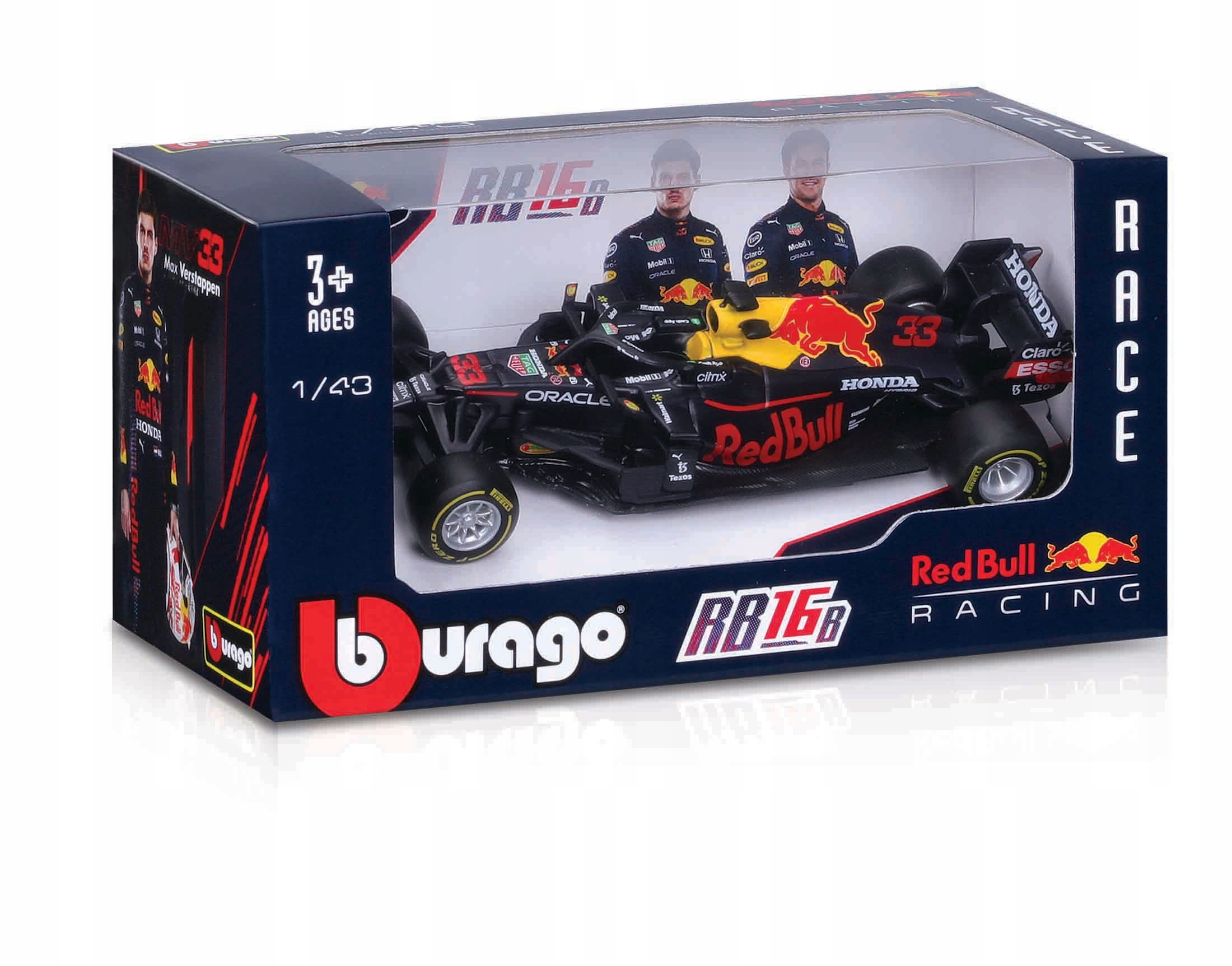 BOLID F1 Red Bull RB16B Verstappen 1:43 BBURAGO Kolor dominujący wielokolorowy