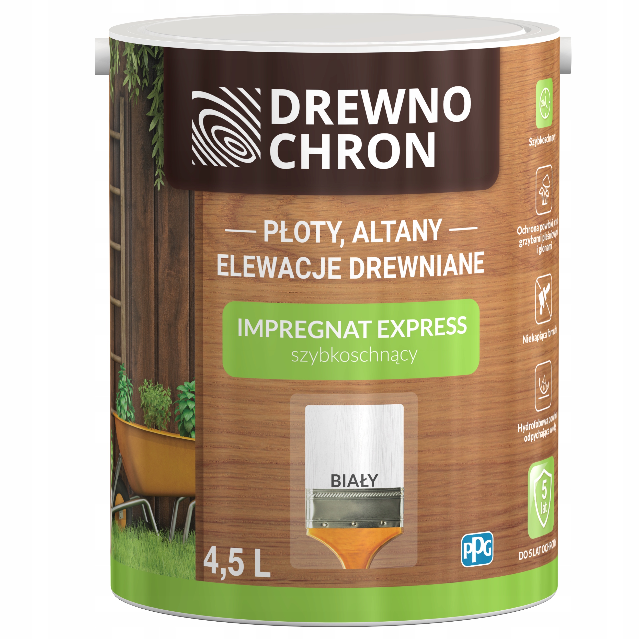 DREWNOCHRON Impregnat EXPRESS Ogród 4,5l BIAŁY