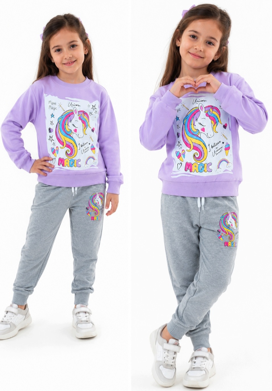 Dres sportowy 122 bluza spodnie Komplet dla dziewczynki Unicorn Jednorożec