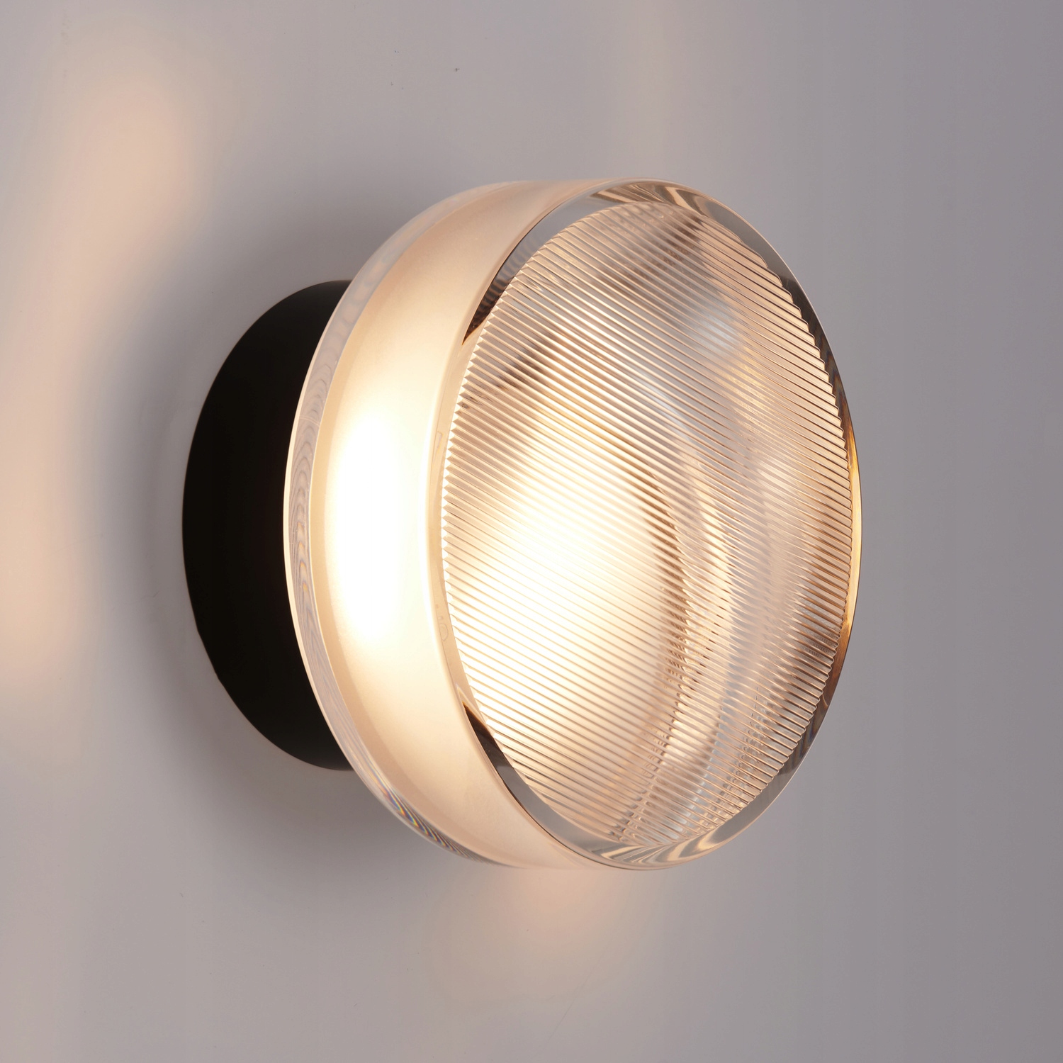 Nástěnné svítidlo bonbón černé s průhledným stínítkem, žebrované, Carmello, stěna