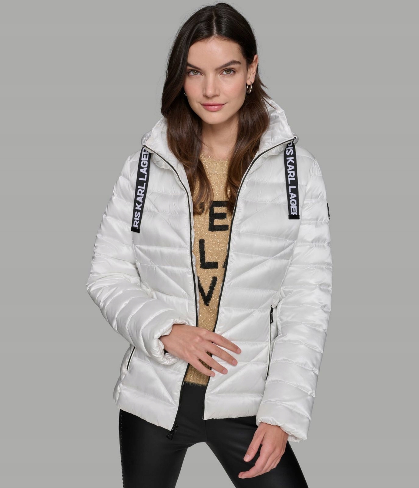 Karl Lagerfeld Paris dámská péřová bunda Puffer bílá S