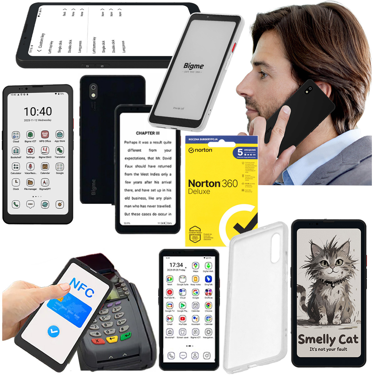 Bigme Hibreak Pro 2w1 Czytnik E-book Smartfon kolor 6,13" 8/256 Gb Norton