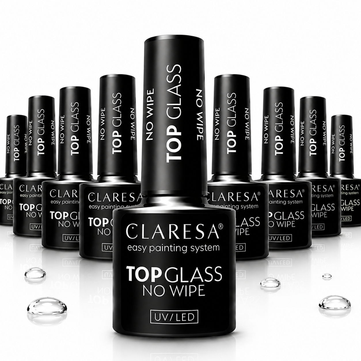 Claresa Top Glass No Wipe na nehty Efekt tvrzeného skla 5 ml 10 ks