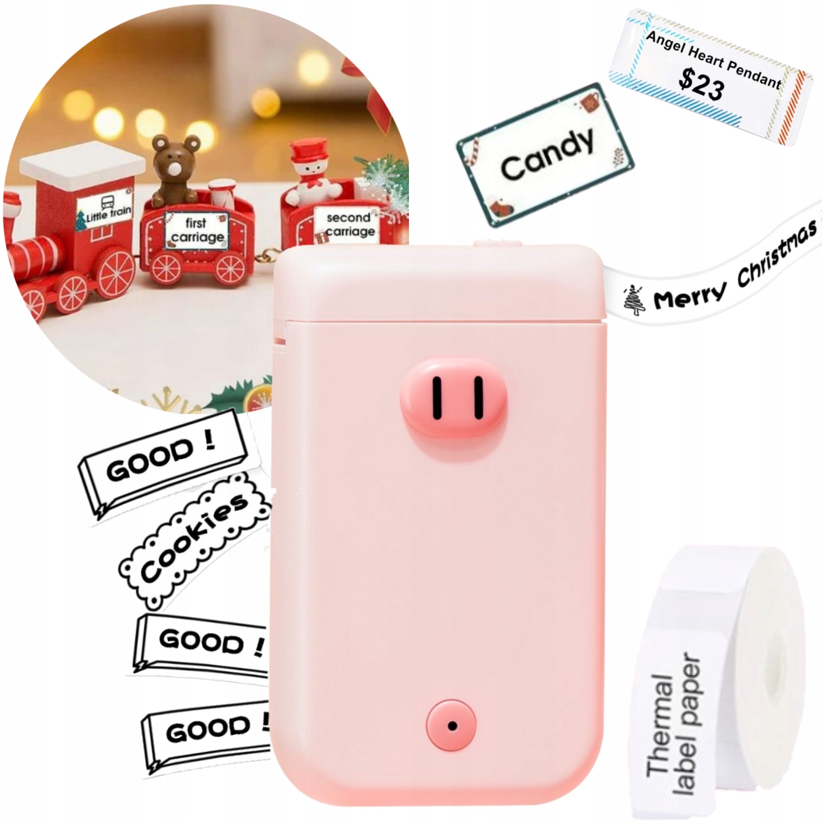 Phomemo D30S mini termální tiskárna Prasátko etiket samolepek pro děti