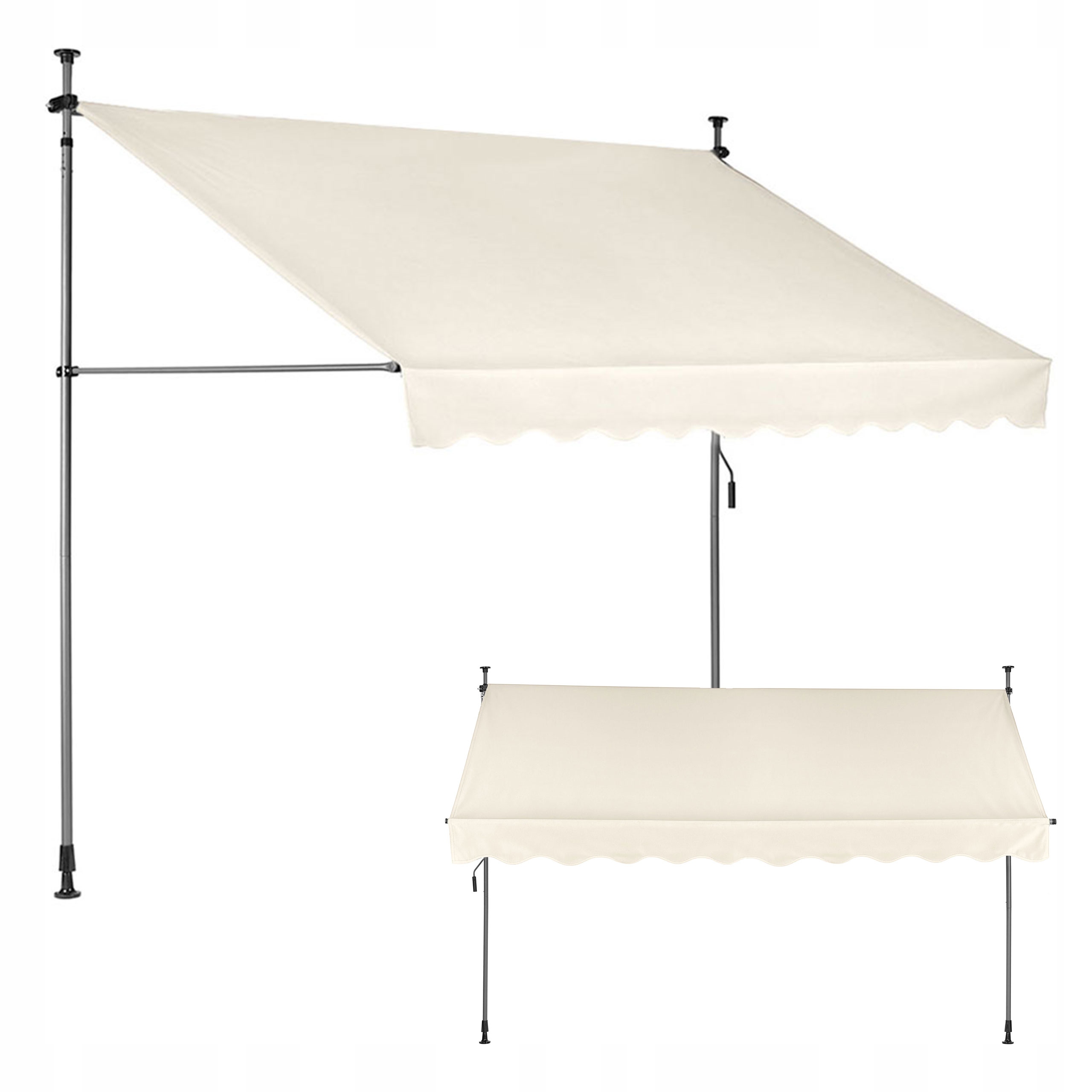 Upínacia markíza s ručnou kľukou, výškovo nastaviteľná 300×120 cm, béžová