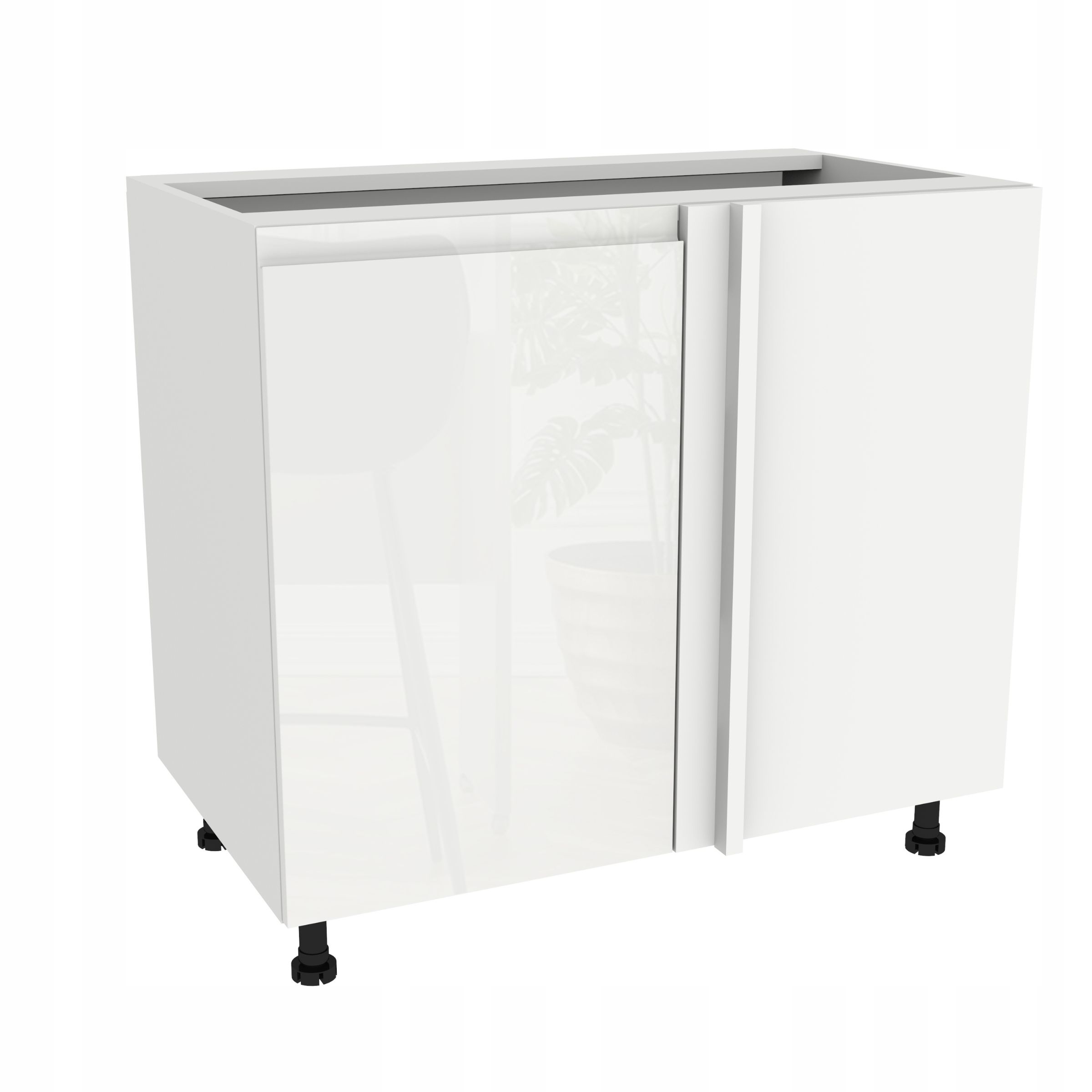 Spodná rohová skrinka 105 Frezo Biela predná časť Bezúchytková Biela Akryl Lesk